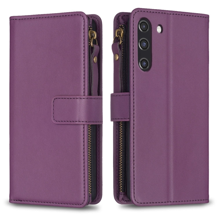 9 Card Slots Zipper Wallet Leather Flip Phone Case, For Samsung Galaxy A22 4G, For Samsung Galaxy A22 5G, For Samsung Galaxy S21 FE 5G, For Samsung Galaxy A23 4G