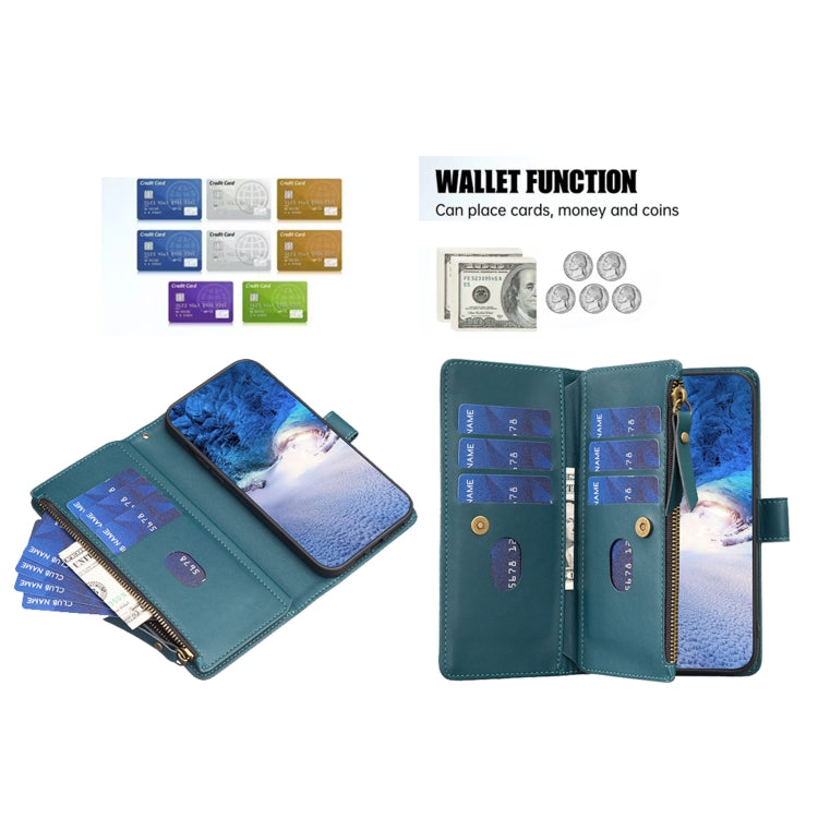 9 Card Slots Zipper Wallet Leather Flip Phone Case, For Samsung Galaxy A55, For Samsung Galaxy A24 4G, For Samsung Galaxy A15, For Samsung Galaxy A14