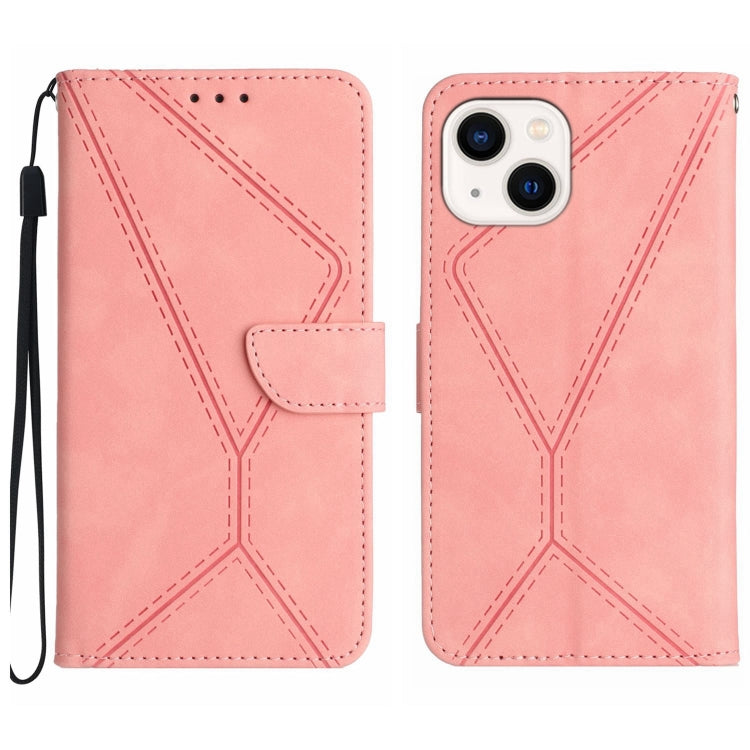 Stitching Embossed Leather Phone Case, For iPhone 15