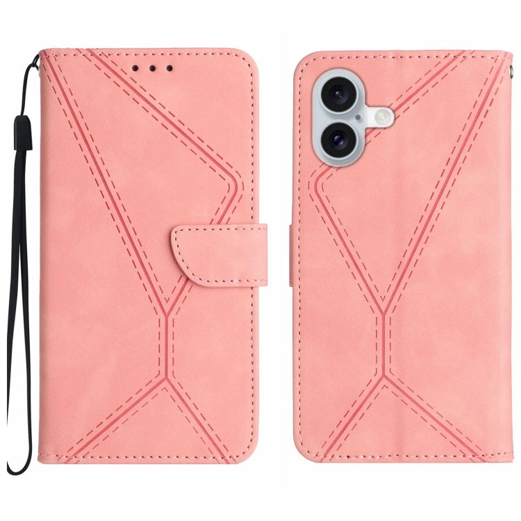 Stitching Embossed Leather Phone Case, iPhone 16e, For iPhone 15 Pro Max, For iPhone 15 Pro, For iPhone 15 Plus