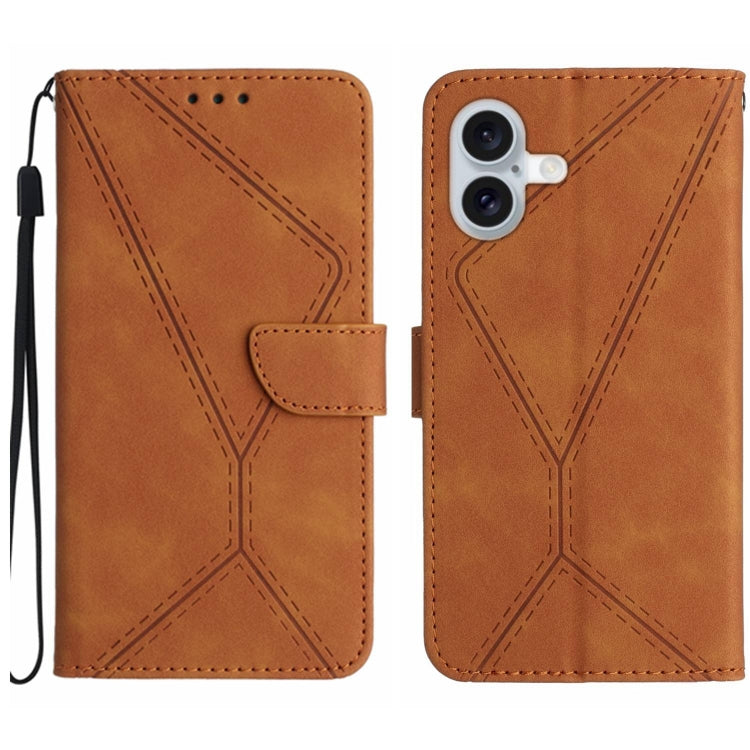 Stitching Embossed Leather Phone Case, iPhone 16e, For iPhone 15 Pro Max, For iPhone 15 Pro, For iPhone 15 Plus