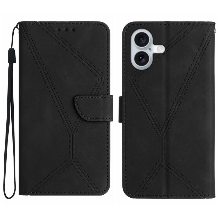 Stitching Embossed Leather Phone Case, iPhone 16e, For iPhone 15 Pro Max, For iPhone 15 Pro, For iPhone 15 Plus