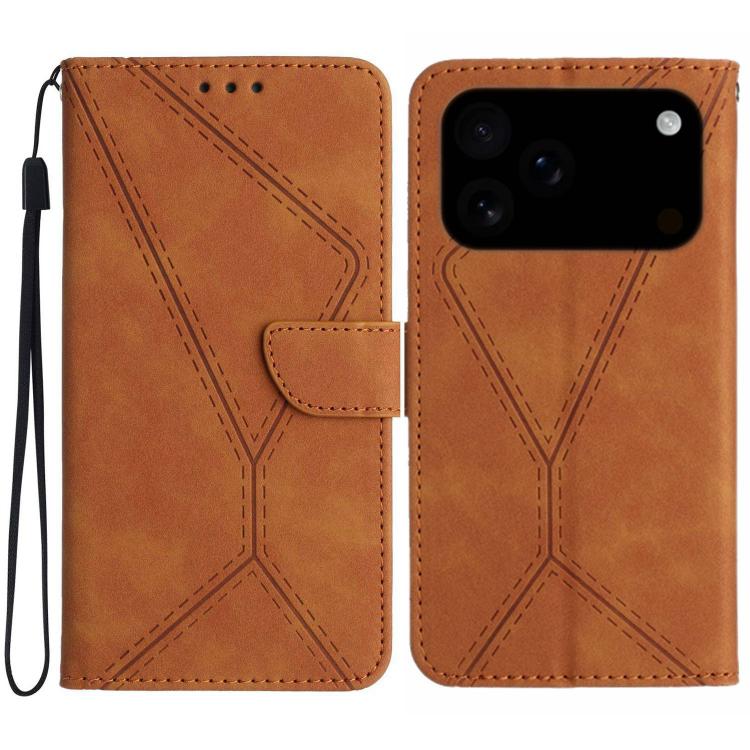 Stitching Embossed Leather Phone Case, For iPhone 16 Pro Max, For iPhone 16 Pro, For iPhone 16 Plus, For iPhone 16