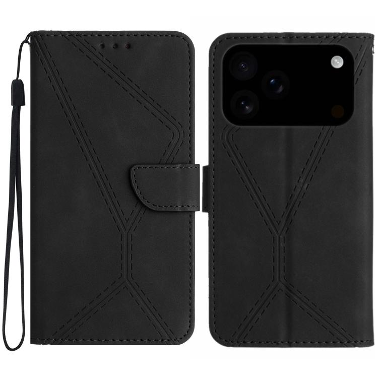 Stitching Embossed Leather Phone Case, For iPhone 16 Pro Max, For iPhone 16 Pro, For iPhone 16 Plus, For iPhone 16