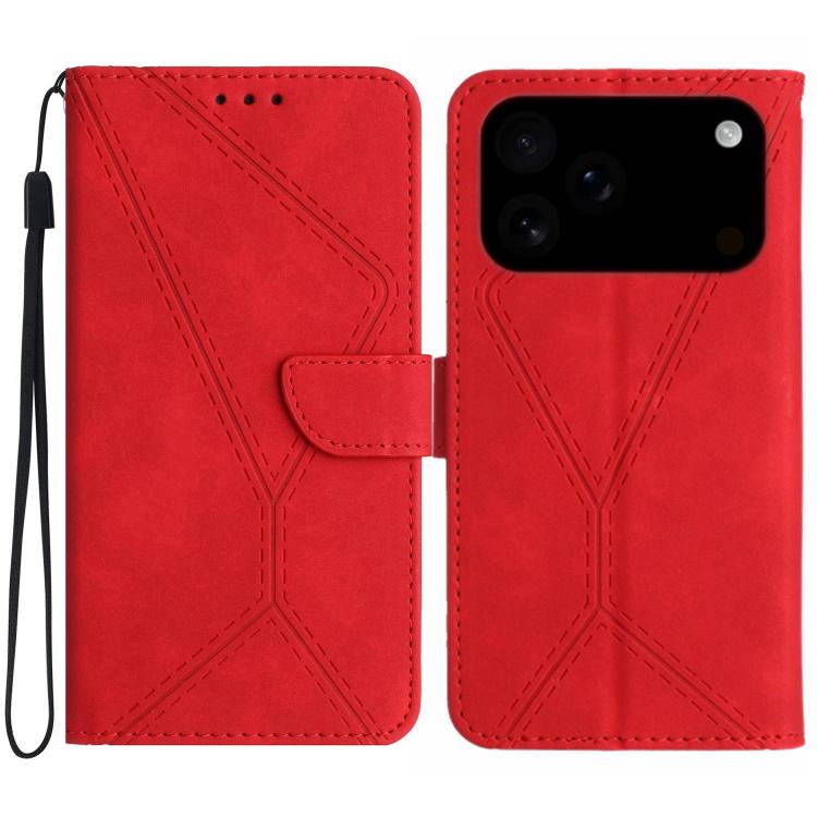 Stitching Embossed Leather Phone Case, For iPhone 16 Pro Max, For iPhone 16 Pro, For iPhone 16 Plus, For iPhone 16