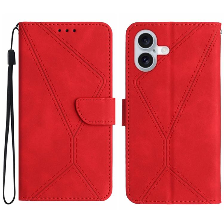 Stitching Embossed Leather Phone Case, For iPhone 16 Pro Max, For iPhone 16 Pro, For iPhone 16 Plus, For iPhone 16