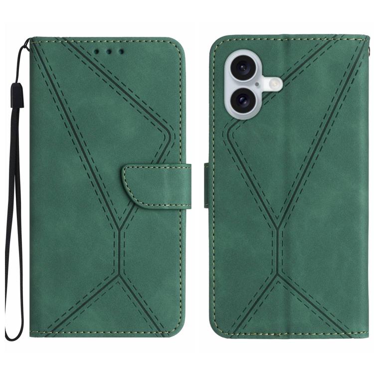 Stitching Embossed Leather Phone Case, For iPhone 16 Pro Max, For iPhone 16 Pro, For iPhone 16 Plus, For iPhone 16