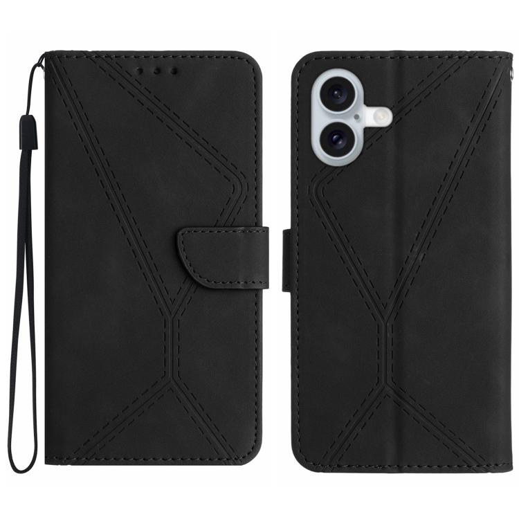 Stitching Embossed Leather Phone Case, For iPhone 16 Pro Max, For iPhone 16 Pro, For iPhone 16 Plus, For iPhone 16