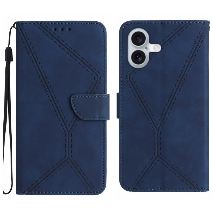 Stitching Embossed Leather Phone Case, For iPhone 16 Pro Max, For iPhone 16 Pro, For iPhone 16 Plus, For iPhone 16