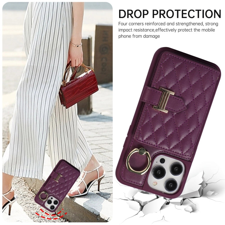 Horizontal Card Bag Ring Holder Phone Case with Dual Lanyard, For iPhone 14 Plus, For iPhone 14, For iPhone 14 Pro