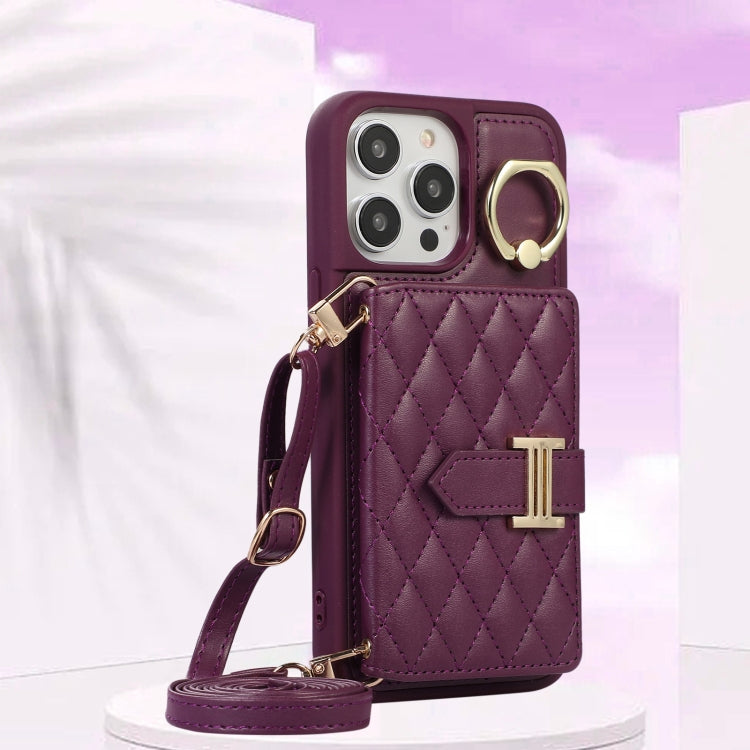 Horizontal Card Bag Ring Holder Phone Case with Dual Lanyard, For iPhone 14 Pro Max, For iPhone 13 Pro Max, For iPhone 13 Pro