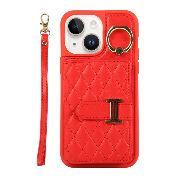 Horizontal Card Bag Ring Holder Phone Case with Dual Lanyard, For iPhone 13, For iPhone 12, For iPhone 12 Pro Max