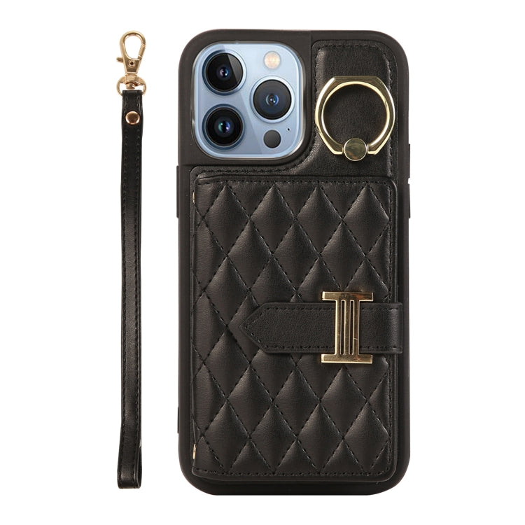 Horizontal Card Bag Ring Holder Phone Case with Dual Lanyard, For iPhone 14 Pro Max, For iPhone 13 Pro Max, For iPhone 13 Pro