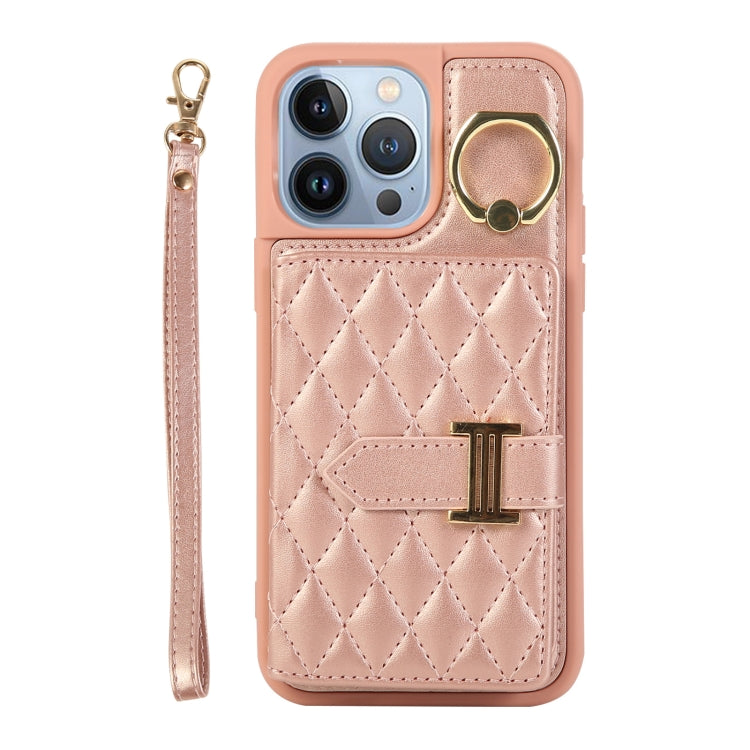 Horizontal Card Bag Ring Holder Phone Case with Dual Lanyard, For iPhone 14 Pro Max, For iPhone 13 Pro Max, For iPhone 13 Pro