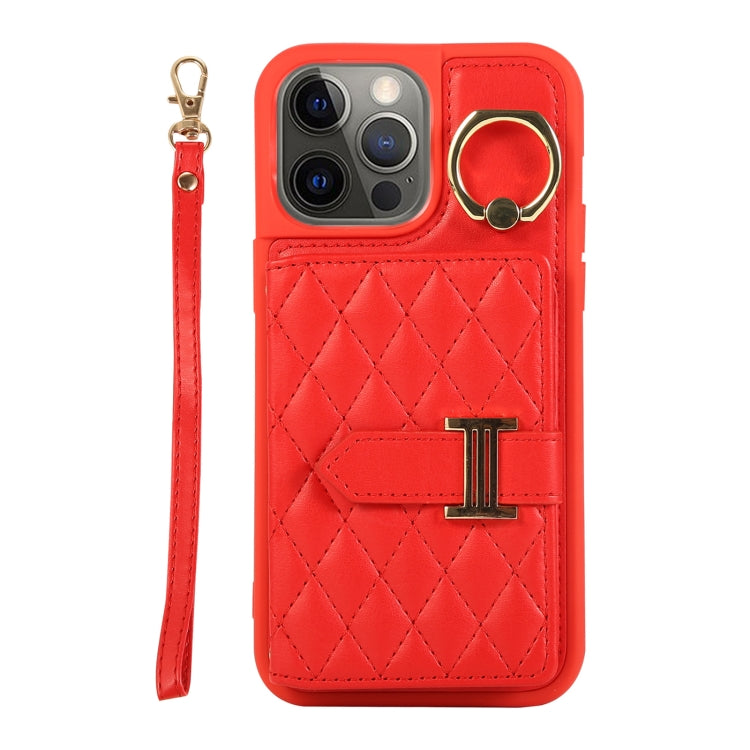 Horizontal Card Bag Ring Holder Phone Case with Dual Lanyard, For iPhone 12 Pro, For iPhone 11 Pro Max, For iPhone 11