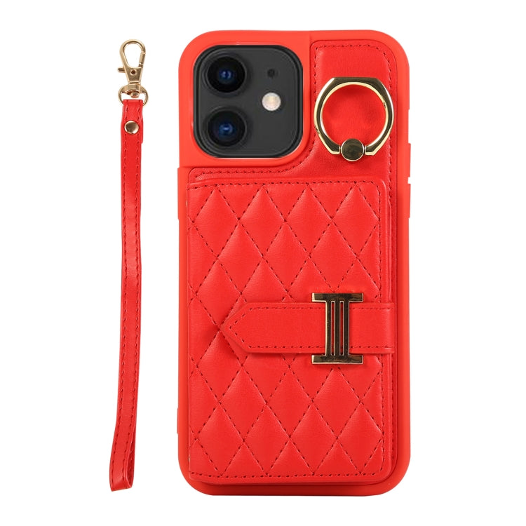 Horizontal Card Bag Ring Holder Phone Case with Dual Lanyard, For iPhone 12 Pro, For iPhone 11 Pro Max, For iPhone 11