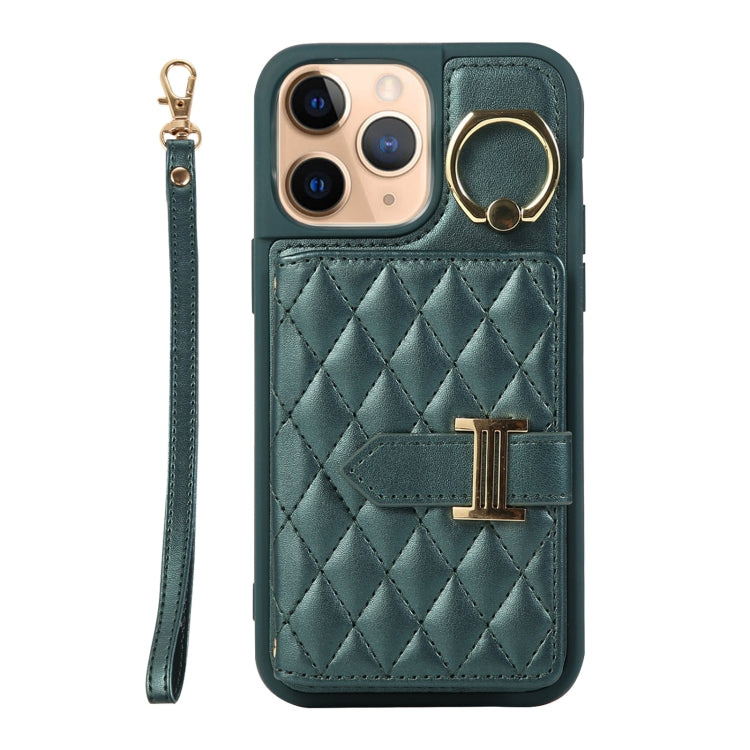 Horizontal Card Bag Ring Holder Phone Case with Dual Lanyard, For iPhone 11 Pro, For iPhone X / XS, For iPhone XR
