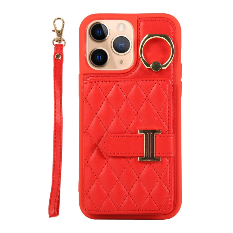 Horizontal Card Bag Ring Holder Phone Case with Dual Lanyard, For iPhone 11 Pro, For iPhone X / XS, For iPhone XR