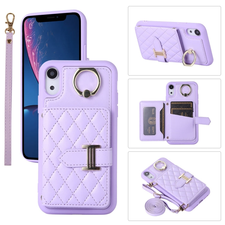 Horizontal Card Bag Ring Holder Phone Case with Dual Lanyard, For iPhone 11 Pro, For iPhone X / XS, For iPhone XR