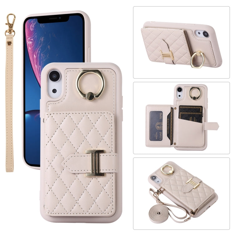 Horizontal Card Bag Ring Holder Phone Case with Dual Lanyard, For iPhone 11 Pro, For iPhone X / XS, For iPhone XR