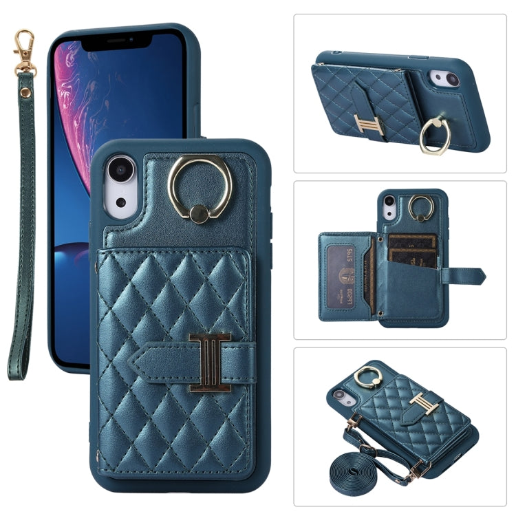 Horizontal Card Bag Ring Holder Phone Case with Dual Lanyard, For iPhone 11 Pro, For iPhone X / XS, For iPhone XR