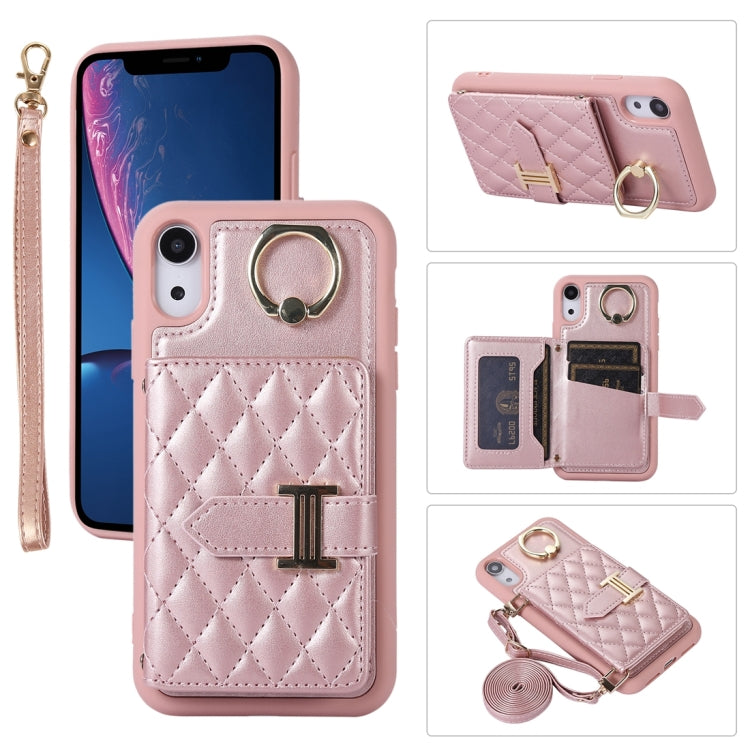 Horizontal Card Bag Ring Holder Phone Case with Dual Lanyard, For iPhone 11 Pro, For iPhone X / XS, For iPhone XR
