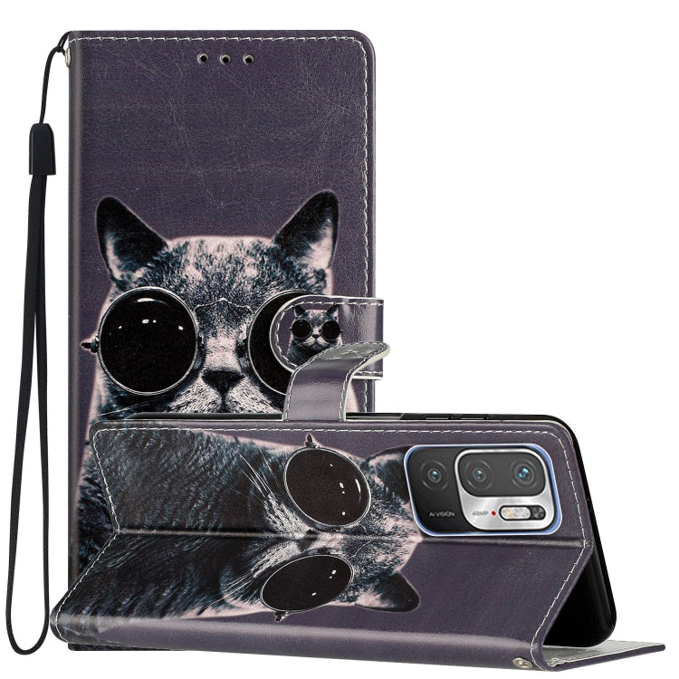 Colored Drawing Leather Phone Case, For Xiaomi Redmi Note 10 5G, For Xiaomi Redmi Note 10 Pro
