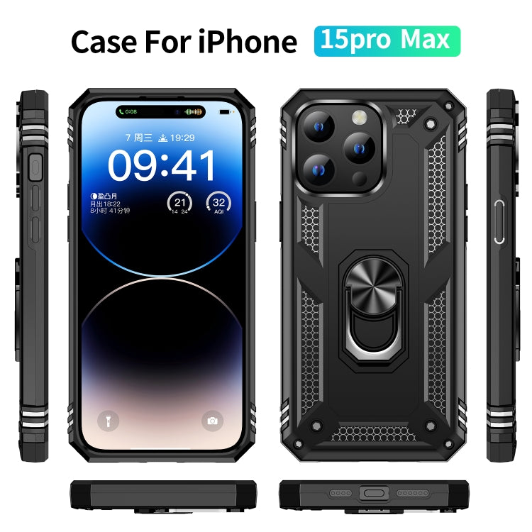 Shockproof TPU + PC Phone Case with Holder, For iPhone 15 Pro Max, For iPhone 15 Pro, For iPhone 15 Plus