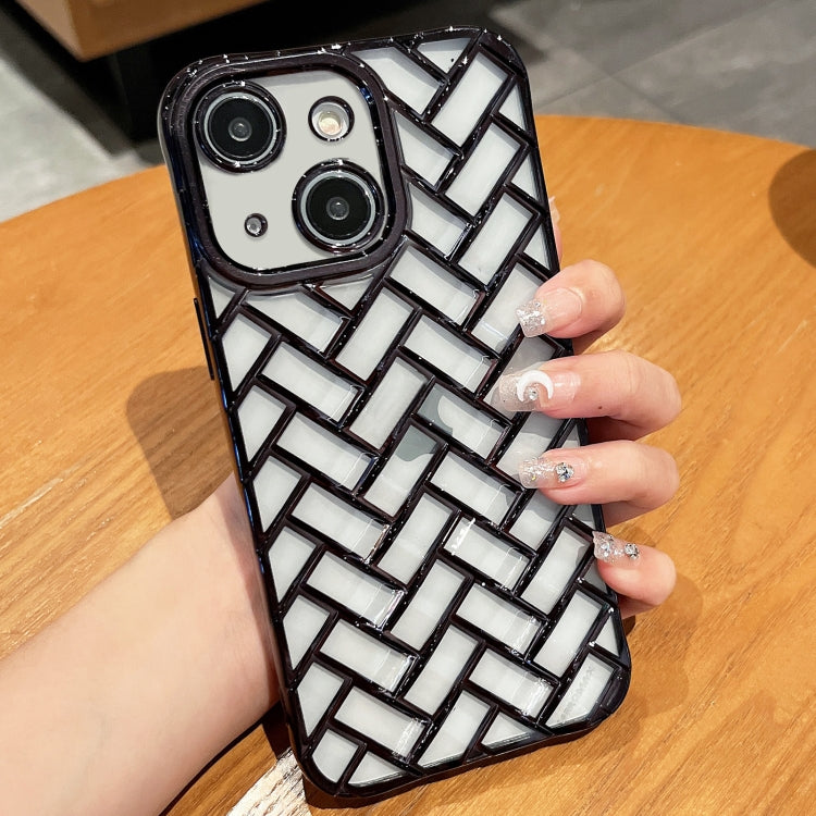 Woven Grid 3D Electroplating Laser Engraving Phone Case, For iPhone 13 Pro Max, For iPhone 13 Pro, For iPhone 13, For iPhone 12