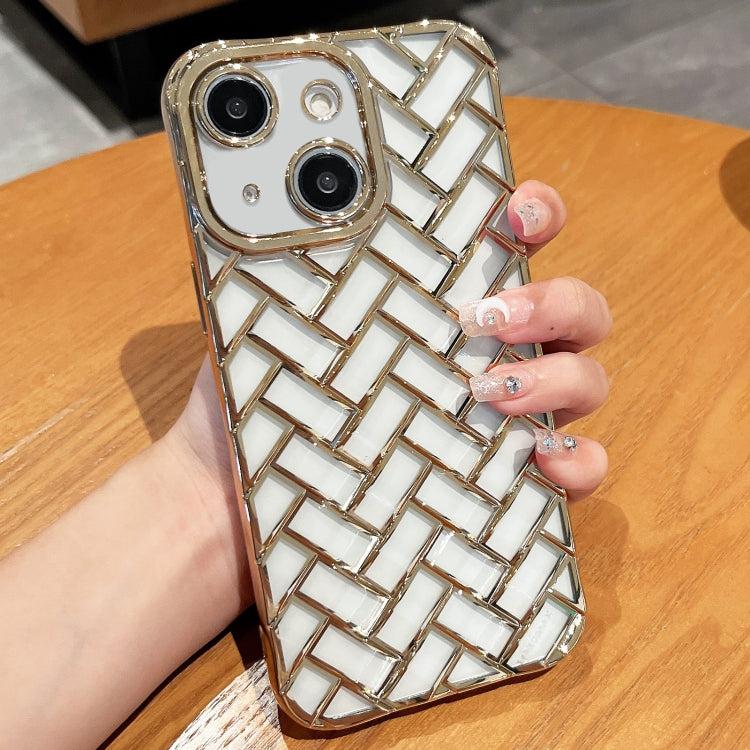 Woven Grid 3D Electroplating Laser Engraving Phone Case, For iPhone 13 Pro Max, For iPhone 13 Pro, For iPhone 13, For iPhone 12