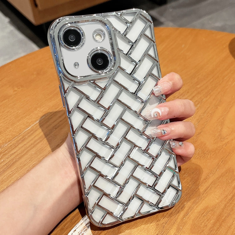 Woven Grid 3D Electroplating Laser Engraving Phone Case, For iPhone 13 Pro Max, For iPhone 13 Pro, For iPhone 13, For iPhone 12