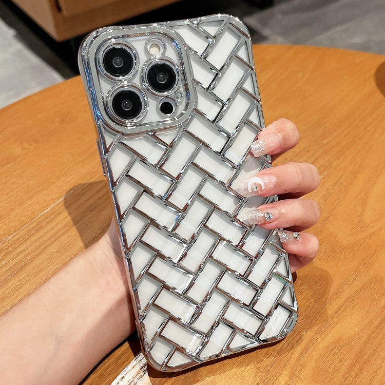 Woven Grid 3D Electroplating Laser Engraving Phone Case, For iPhone 12 Pro Max, For iPhone 12 Pro, For iPhone 11
