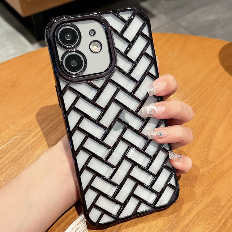 Woven Grid 3D Electroplating Laser Engraving Phone Case, For iPhone 12 Pro Max, For iPhone 12 Pro, For iPhone 11