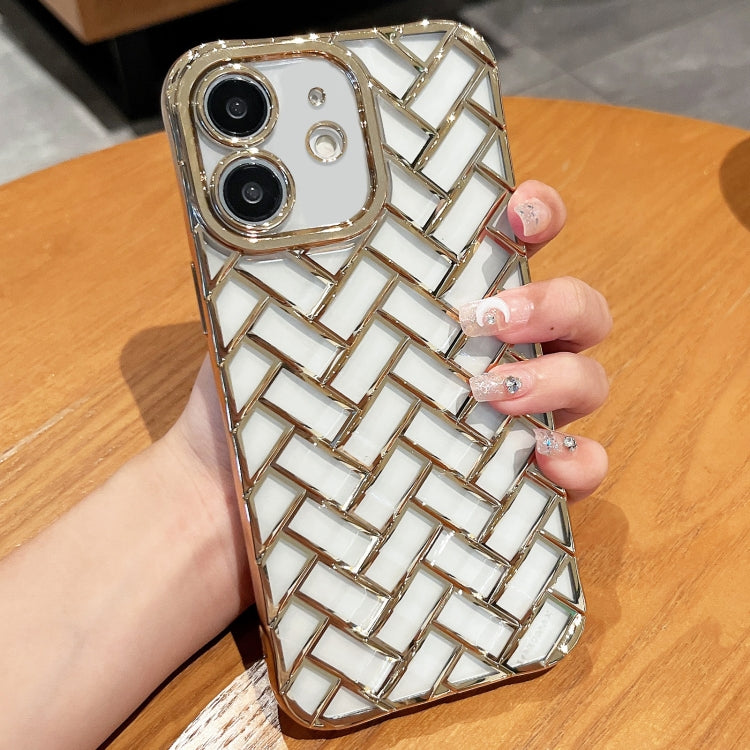 Woven Grid 3D Electroplating Laser Engraving Phone Case, For iPhone 12 Pro Max, For iPhone 12 Pro, For iPhone 11