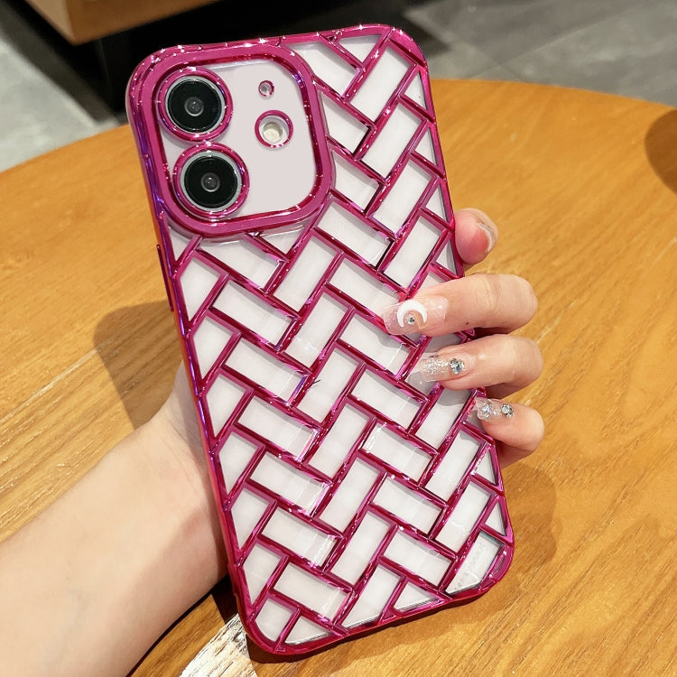 Woven Grid 3D Electroplating Laser Engraving Phone Case, For iPhone 12 Pro Max, For iPhone 12 Pro, For iPhone 11
