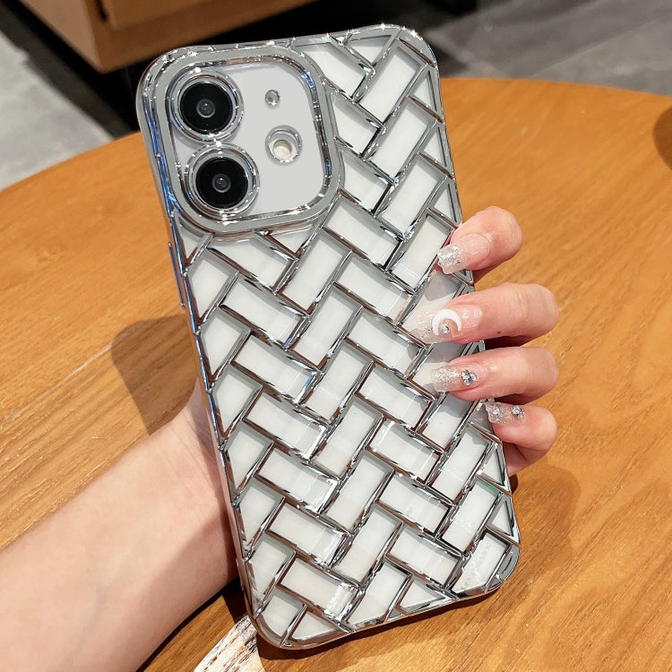 Woven Grid 3D Electroplating Laser Engraving Phone Case, For iPhone 12 Pro Max, For iPhone 12 Pro, For iPhone 11