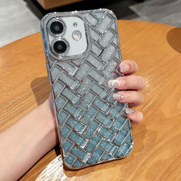 Woven Grid 3D Electroplating Laser Engraving Glitter Paper Phone Case, For iPhone 13 Pro Max, For iPhone 13 Pro, For iPhone 13, For iPhone 12