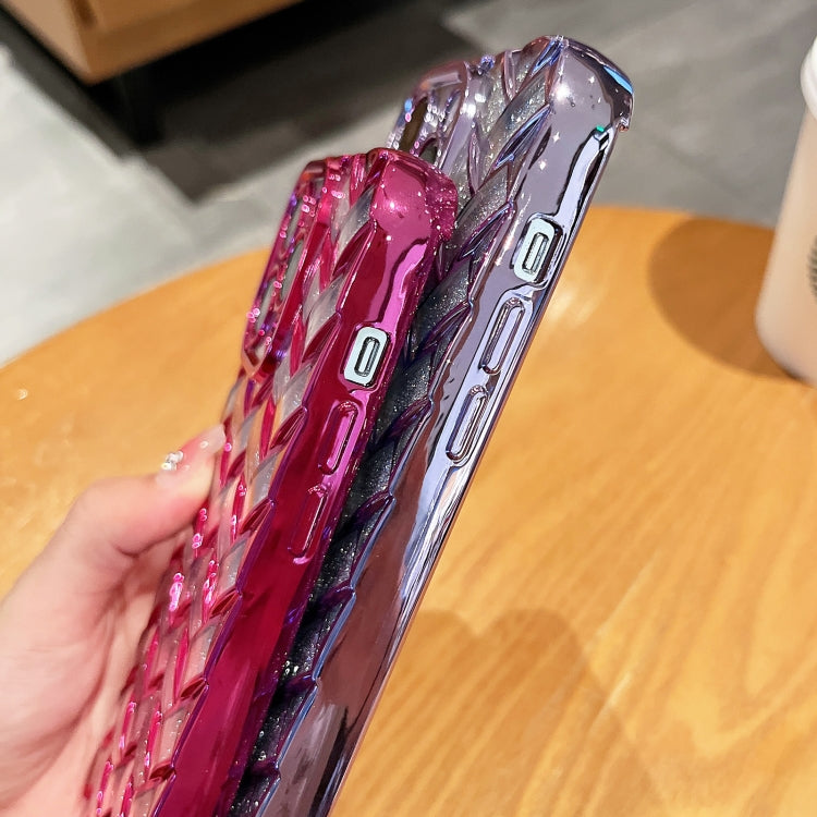 Woven Grid 3D Electroplating Laser Engraving Glitter Paper Phone Case, For iPhone 13 Pro Max, For iPhone 13 Pro, For iPhone 13, For iPhone 12