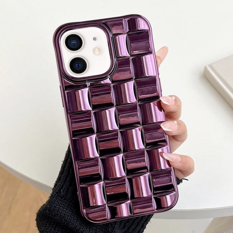 3D Cube Weave Texture Electroplating Phone Case, For iPhone 13 Pro, For iPhone 13, For iPhone 13 mini, For iPhone 12 / 12 Pro, For iPhone 12 Pro Max, For iPhone 12 mini