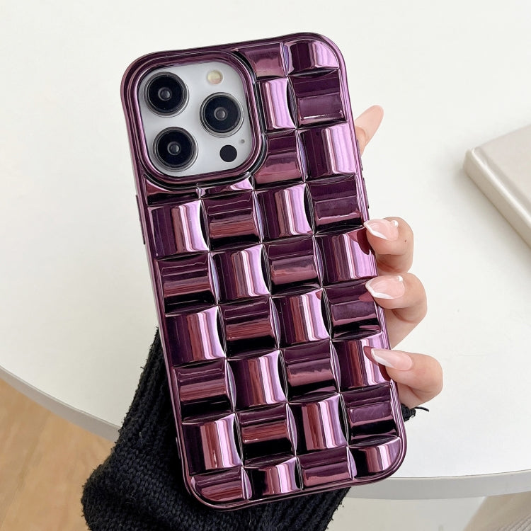 3D Cube Weave Texture Electroplating Phone Case, For iPhone 13 Pro, For iPhone 13, For iPhone 13 mini, For iPhone 12 / 12 Pro, For iPhone 12 Pro Max, For iPhone 12 mini