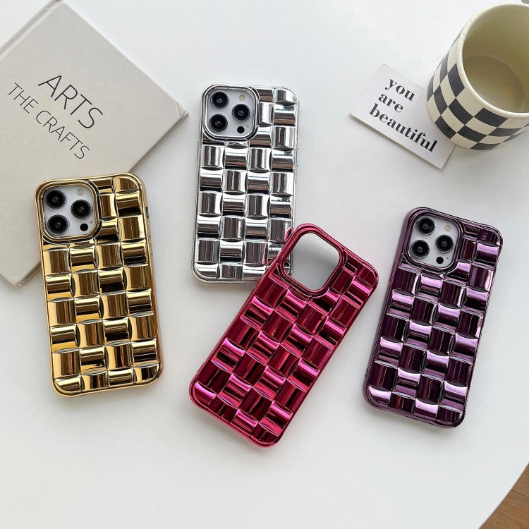 3D Cube Weave Texture Electroplating Phone Case, For iPhone 13 Pro, For iPhone 13, For iPhone 13 mini, For iPhone 12 / 12 Pro, For iPhone 12 Pro Max, For iPhone 12 mini