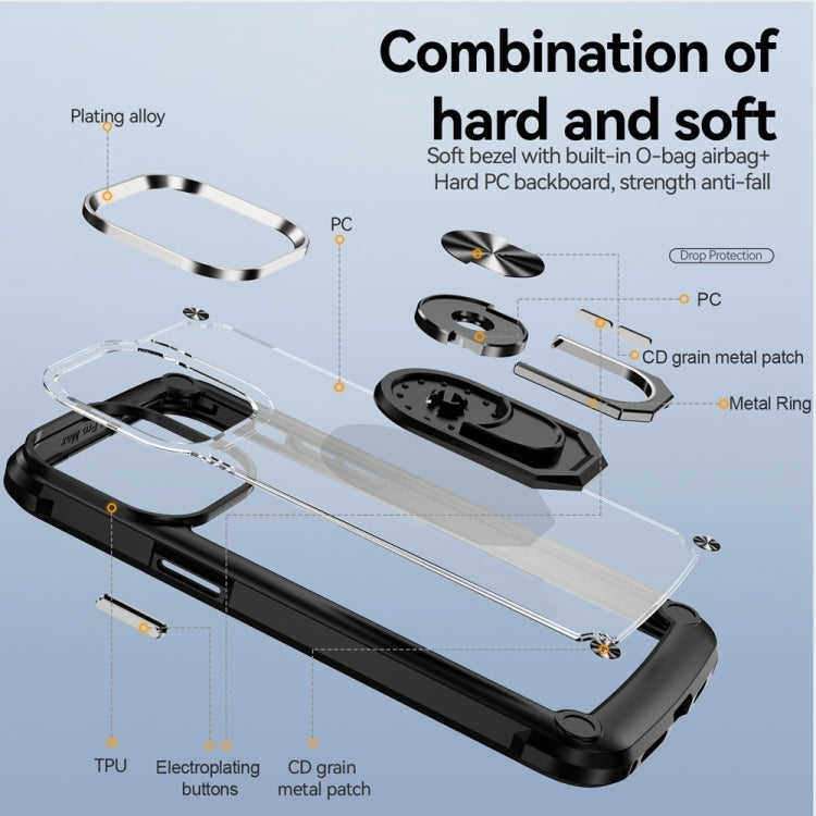 TPU + PC Lens Protection Phone Case with Ring Holder, For iPhone 15