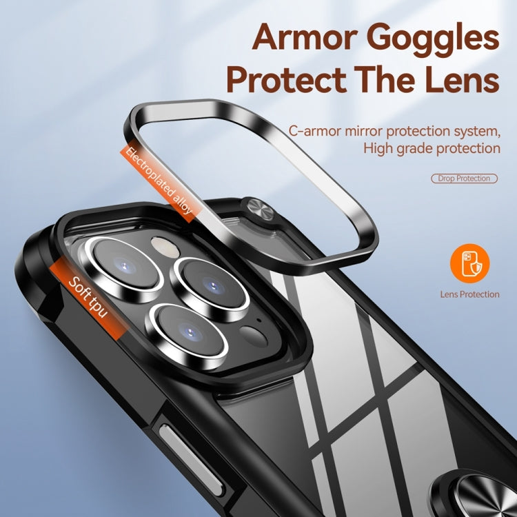 TPU + PC Lens Protection Phone Case with Ring Holder, For iPhone 15