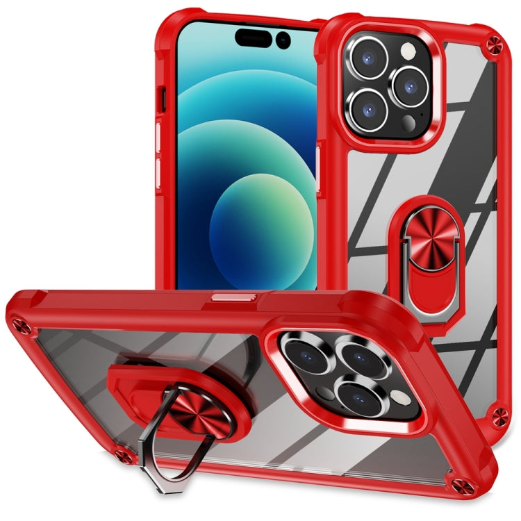TPU + PC Lens Protection Phone Case with Ring Holder, For iPhone 15