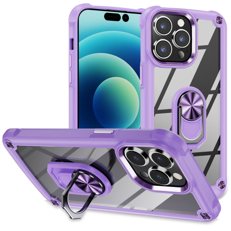 TPU + PC Lens Protection Phone Case with Ring Holder, For iPhone 15