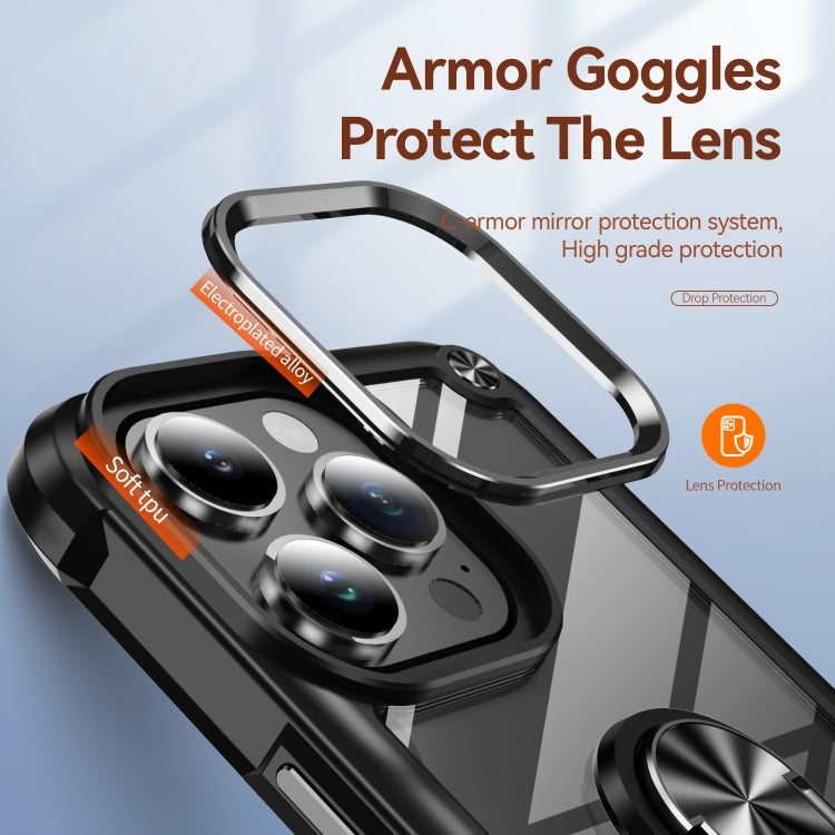 TPU + PC Lens Protection Phone Case with Ring Holder, For iPhone 16, For iPhone 15 Pro Max, For iPhone 15 Pro, For iPhone 15 Plus