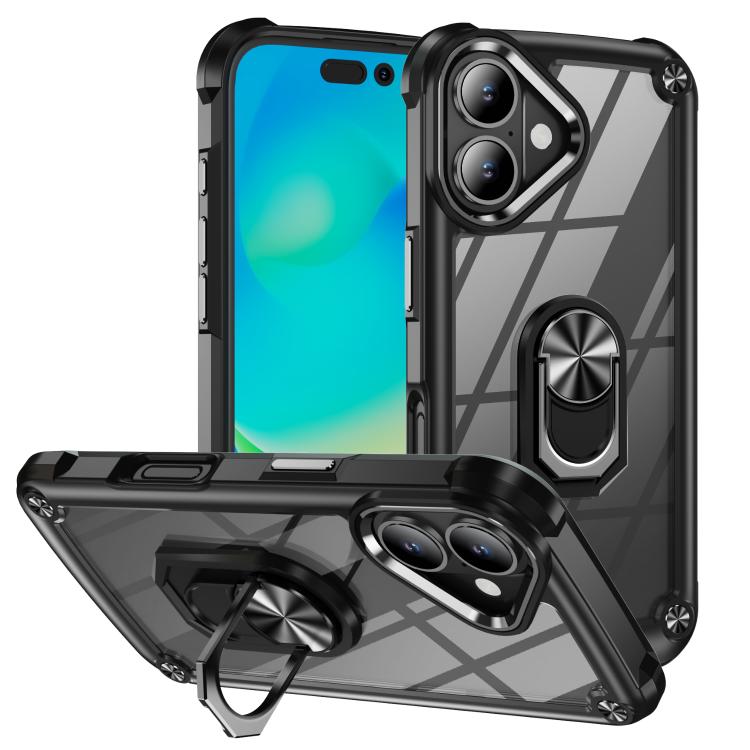 TPU + PC Lens Protection Phone Case with Ring Holder, For iPhone 16e, For iPhone 16 Pro Max, For iPhone 16 Pro, For iPhone 16 Plus
