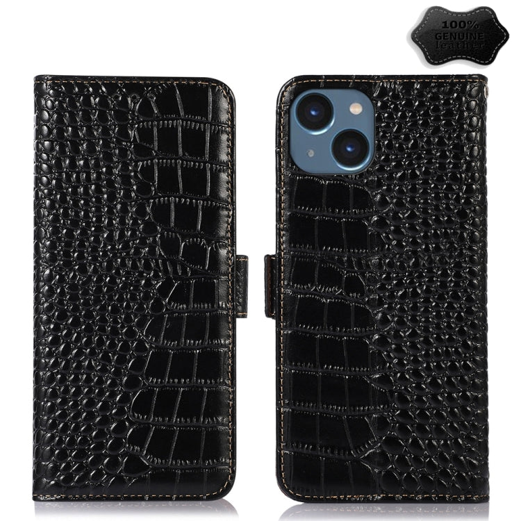 Crocodile Top Layer Cowhide Leather Phone Case, For iPhone 15 Pro, For iPhone 15 Plus, For iPhone 15