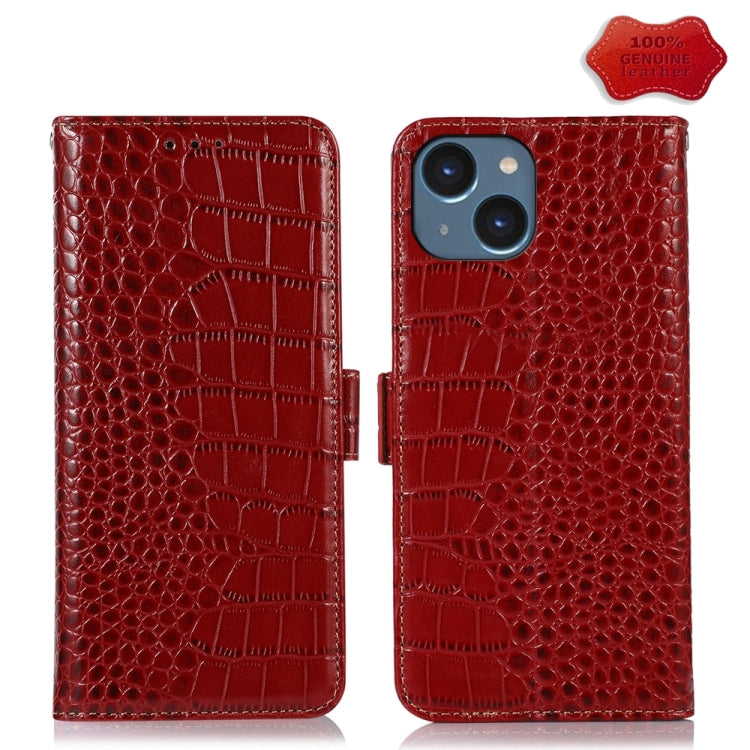 Crocodile Top Layer Cowhide Leather Phone Case, For iPhone 15 Pro, For iPhone 15 Plus, For iPhone 15