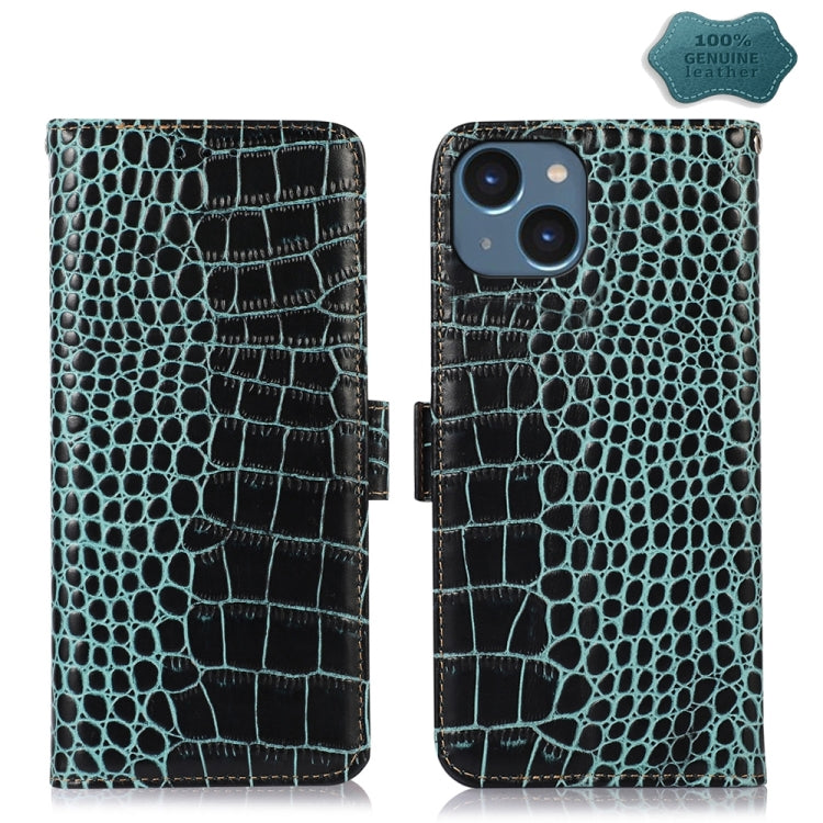 Crocodile Top Layer Cowhide Leather Phone Case, For iPhone 15 Pro, For iPhone 15 Plus, For iPhone 15